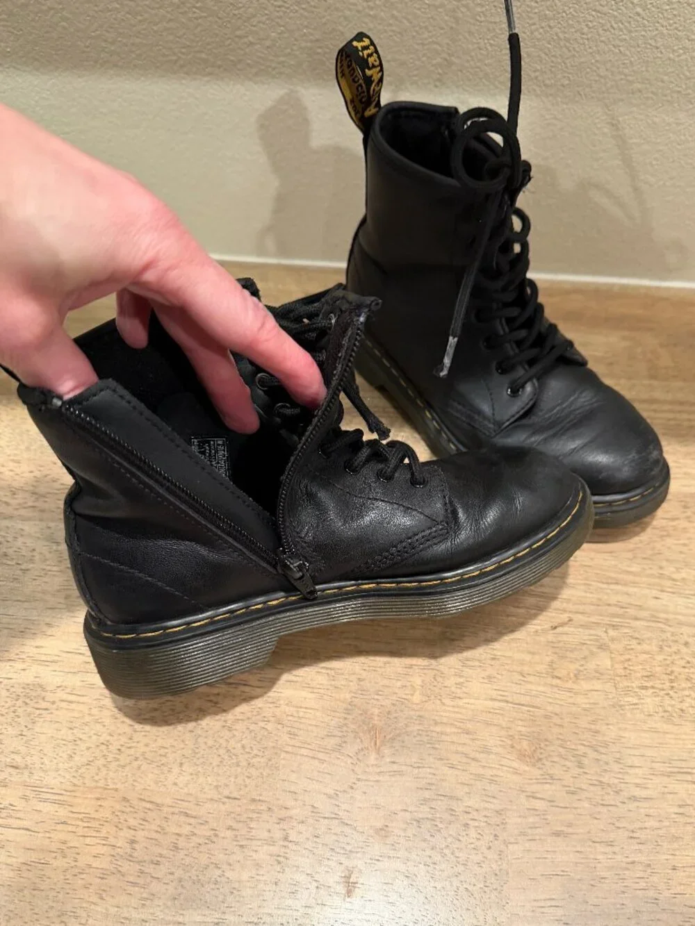 Dr. Martens Kids 1460 Softy T Black Leather Boots - Size 1 Little Kid